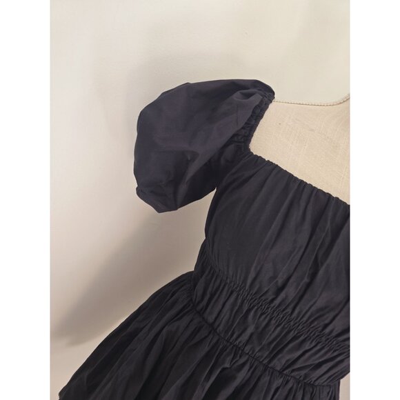 Abercrombie & Fitch Ruched Puff Sleeve Mini Black Babydoll A-line Short Dress XS - Picture 4 of 12